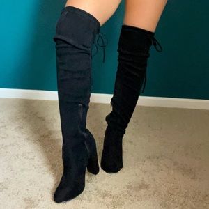 Boohoo Thigh High Black Heel Boots. Size EUR 37